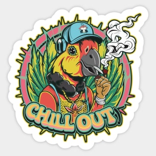 Hip Hop Parrot Chill Out Artwork Sticker